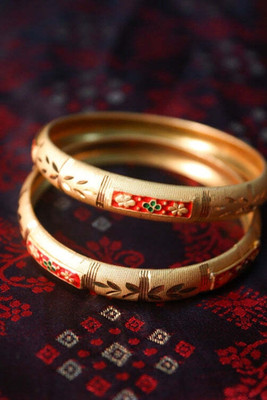 Prasansha Enterprises Brass Gold-plated Bangle Set(Pack of 2)