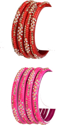 1st Time Glass Beads, Crystal Enamel Bangle Set(Pack of 8)
