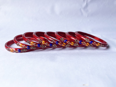 Bhooprama Glass Crystal Enamel Bangle Set(Pack of 8)