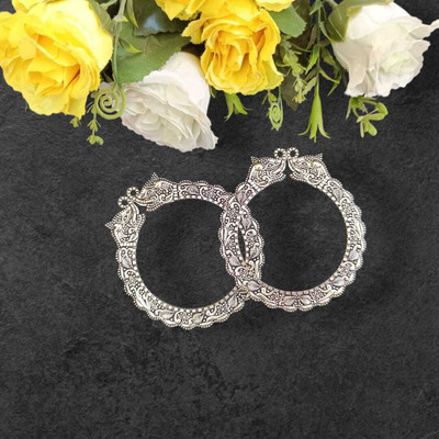 MARWARI TRADERS Brass, Oxidised Silver Bangle Set(Pack of 2)