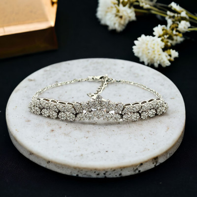 purpleluck Sterling Silver Zircon Rhodium Bracelet