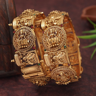 OrnaDzn Zevellery Brass Bangle(Pack of 2)