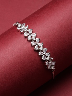 ZENEME Brass Cubic Zirconia Rhodium Bracelet