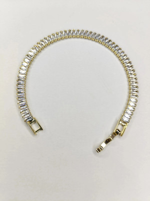 Dittiya Brass Cubic Zirconia Gold-plated Bracelet