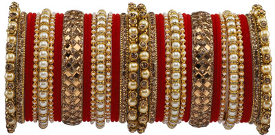 ZINEKA Metal Gold-plated Bangle Set(Pack of 10)