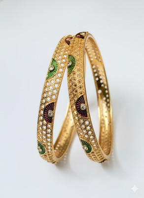 Present Perfect Alloy Gold-plated Bangle Set(Pack of 2)