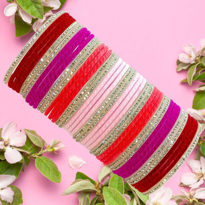 Suhagan Glass Zircon Bangle Set(Pack of 40)