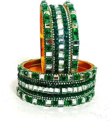 Suhana Collections Crystal Crystal, Zircon Brass Bangle Set(Pack of 6)