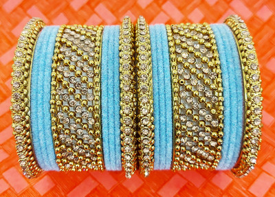 Anahat collection Metal, Fabric Gold-plated Bangle Set(Pack of 10)