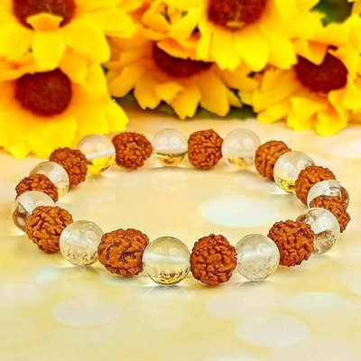 GemVastu Crystal, Rudraksha, Clear Quartz Beads Charm Bracelet
