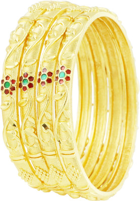 Bhagya Lakshmi Alloy Gold-plated Bangle Set(Pack of 4)