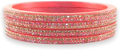 Praavya Lac Cubic Zirconia Rhodium Bangle Set(Pack of 4)