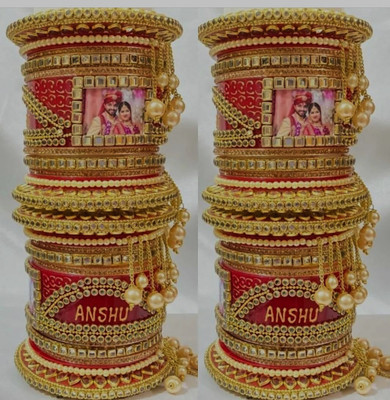 HADIYA Plastic Zircon Gold-plated Chudas(Pack of 22)