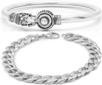 IKONKARR Silver, Sterling Silver, Stainless Steel Bracelet(Pack of 2)