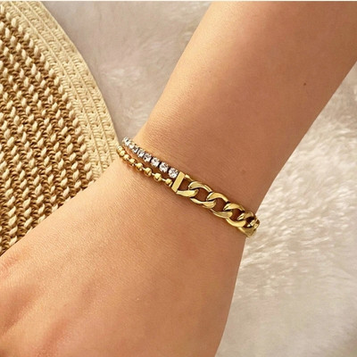 stri sansaar Stainless Steel Beads Gold-plated Bracelet
