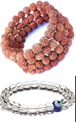 EPSAA Wood, Crystal, Rudraksha Bracelet(Pack of 2)