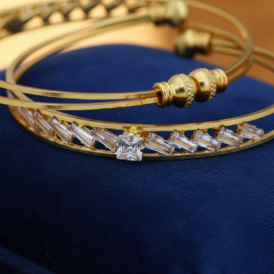 ecolox Brass Cubic Zirconia Gold-plated Bangle Set(Pack of 2)