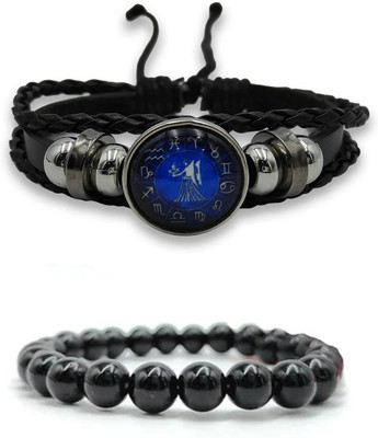 BHAGYA G Black Obsidian Opal Bracelet(Pack of 2)