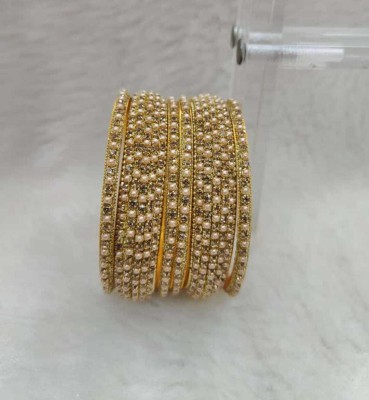 Rajwadi Alloy Crystal Gold-plated Bangle Set(Pack of 10)