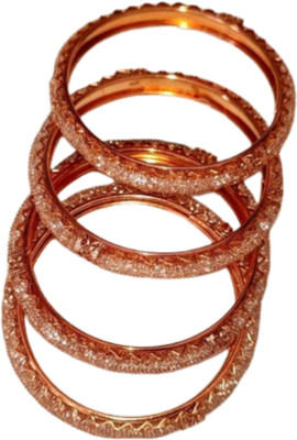 ARJS Alloy Crystal Gold-plated Bangle Set(Pack of 4)