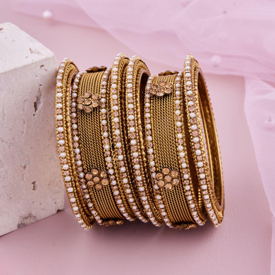 GC PREMIUM JEWELLERY Brass Gold-plated Bangle Set(Pack of 6)