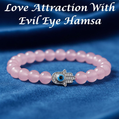 Vedic Hind Rose Quartz, Evil Eye Quartz Bracelet