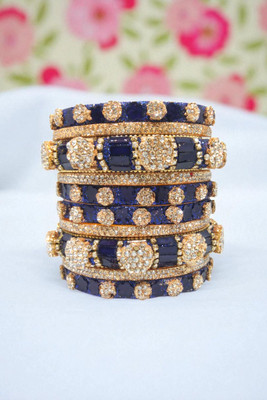 Neha Traditional Alloy Beads, Cubic Zirconia Gold-plated Bangle Set(Pack of 10)