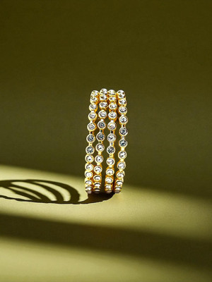 classyy Metal Rhinestone Gold-plated Bangle Set(Pack of 4)