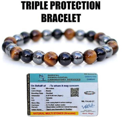 ABABILCRYSTAL Crystal, Tiger's Eye, Black Obsidian Beads Bracelet