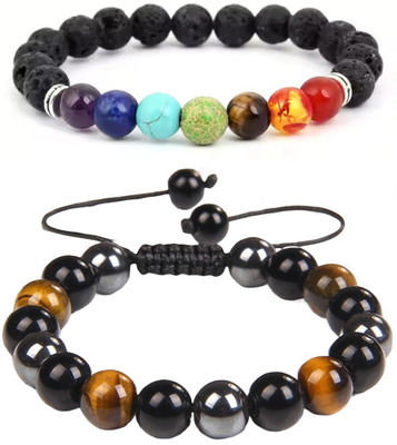 PIXFLIX Stone, 7 Chakra Charm Bracelet(Pack of 2)