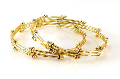 CM FASHIONS Copper Gold-plated Bangle Set(Pack of 2)