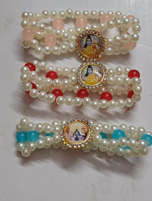GURU JI CREATION Metal, Stone, Crystal, Plastic, Red Bracelet Set(Pack of 3)