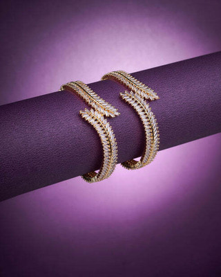 Opal Touch Brass Cubic Zirconia Gold-plated Bangle Set(Pack of 2)