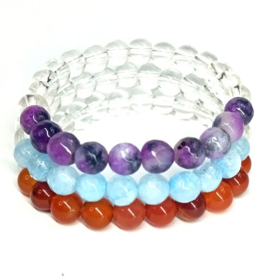 Daivya Wellness Stone Crystal, Aquamarine, Quartz Bracelet Set(Pack of 3)