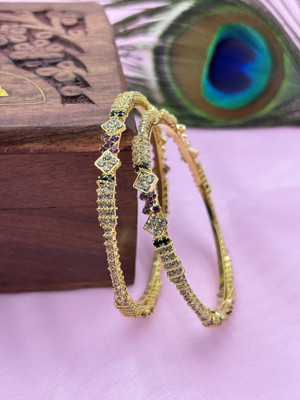 AMRITIYA Brass Gold-plated Bangle Set(Pack of 2)