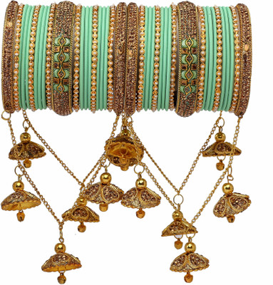 mnd Metal Beads, Pearl, Zircon Gold-plated Bangle Set(Pack of 42)