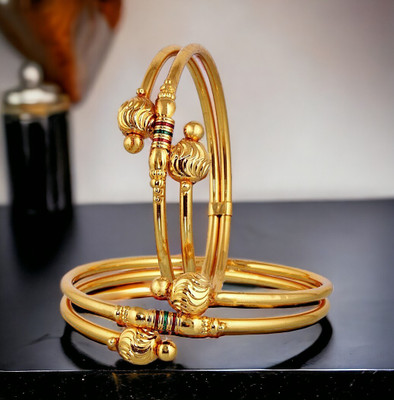 Lucky Jewellery Alloy Gold-plated Bangle Set(Pack of 2)