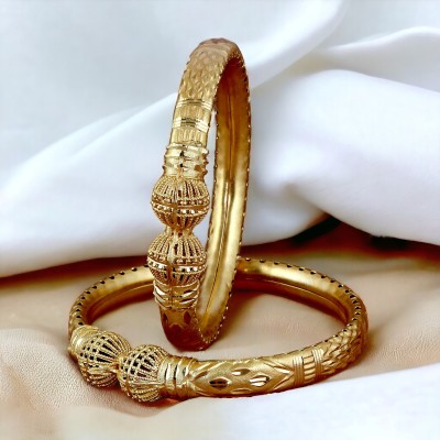 Lucky Jewellery Alloy Gold-plated Bangle Set(Pack of 2)