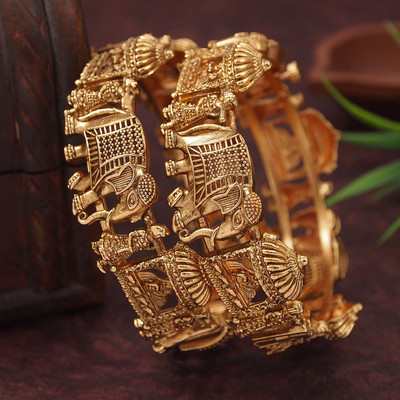 OrnaDzn Zevellery Brass Bangle(Pack of 2)