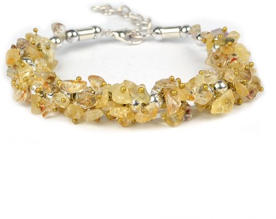 CRYSTU Stone, Citrine + Golden Beads, Crystal Bracelet