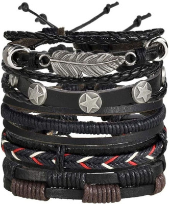 QFV Dori, Leather Bracelet Set(Pack of 5)