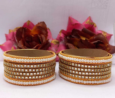 CHURA KING Alloy Pearl Gold-plated Bangle Set(Pack of 10)