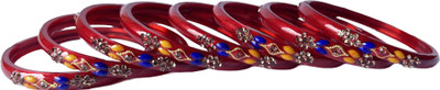 Karaavi Glass Crystal Enamel Bangle Set(Pack of 8)