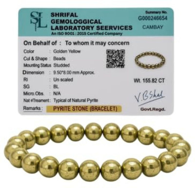 GemVastu Stone, Golden Pyrite Beads, Crystal Charm Bracelet
