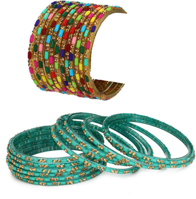 AFAST Glass Crystal Enamel Bangle Set(Pack of 24)