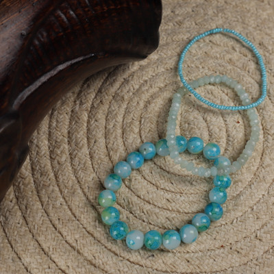 Threads & Beads Crystal, Glass Bracelet Set(Pack of 3)