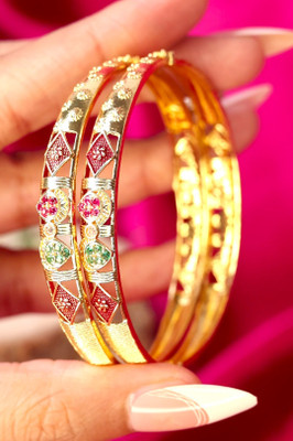 Swarnaari Brass Gold-plated Bangle Set(Pack of 2)