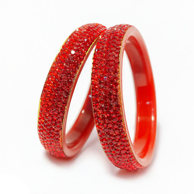 ShadowQueen Plastic Cubic Zirconia Bangle Set(Pack of 2)