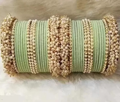 Rajwadi Alloy Pearl Bangle Set(Pack of 38)
