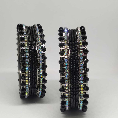 Singh Brother Alloy Cubic Zirconia Silver Bangle Set(Pack of 2)